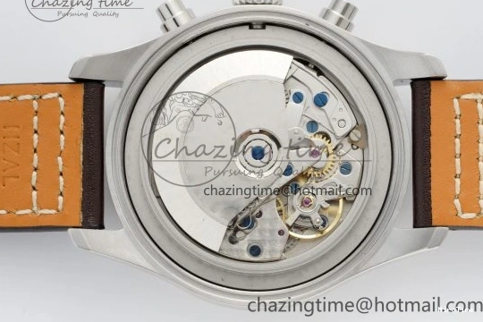 MIROTIME 0319 Bright Pilot Chrono SS AZF 1:1 Best Edition Green Dial on Brown Leather Strap A 7059